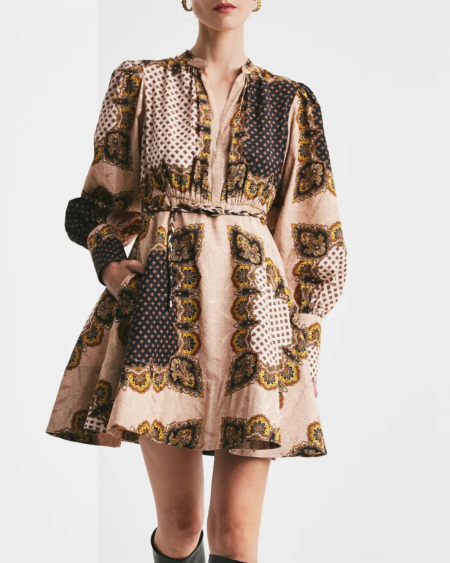 Jacquard Mini Dress In Vintage Paisley