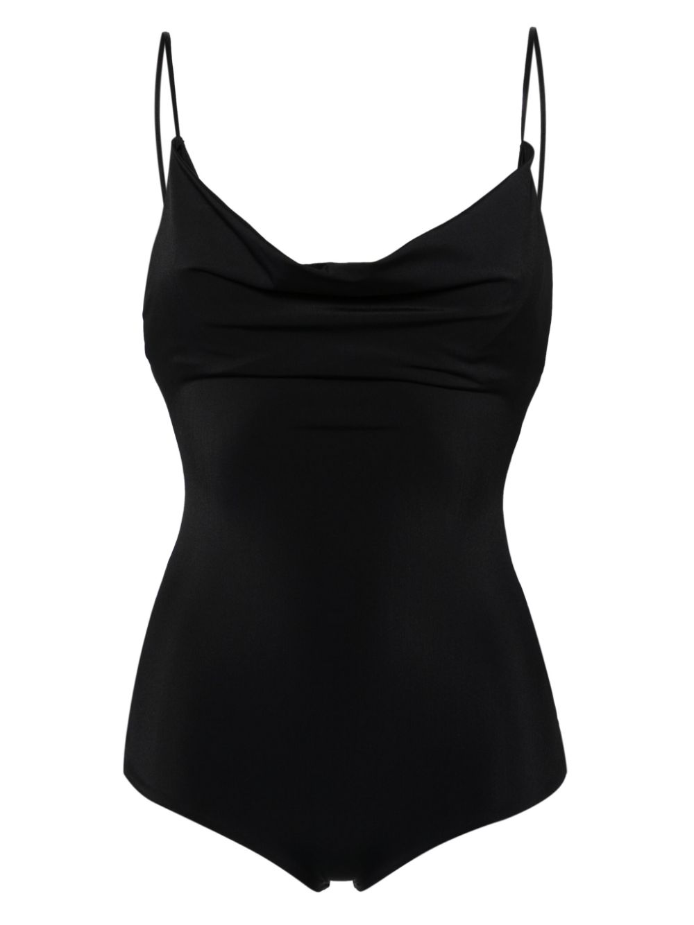Draped scoop-neck swimsuit - Black