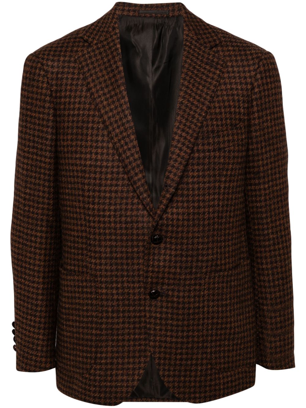 Houndstooth single-breasted jacket - Brown