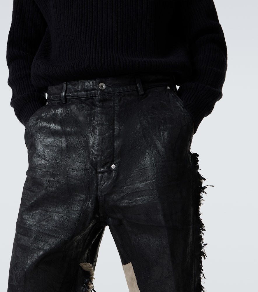 Joris coated distressed wide-leg jeans