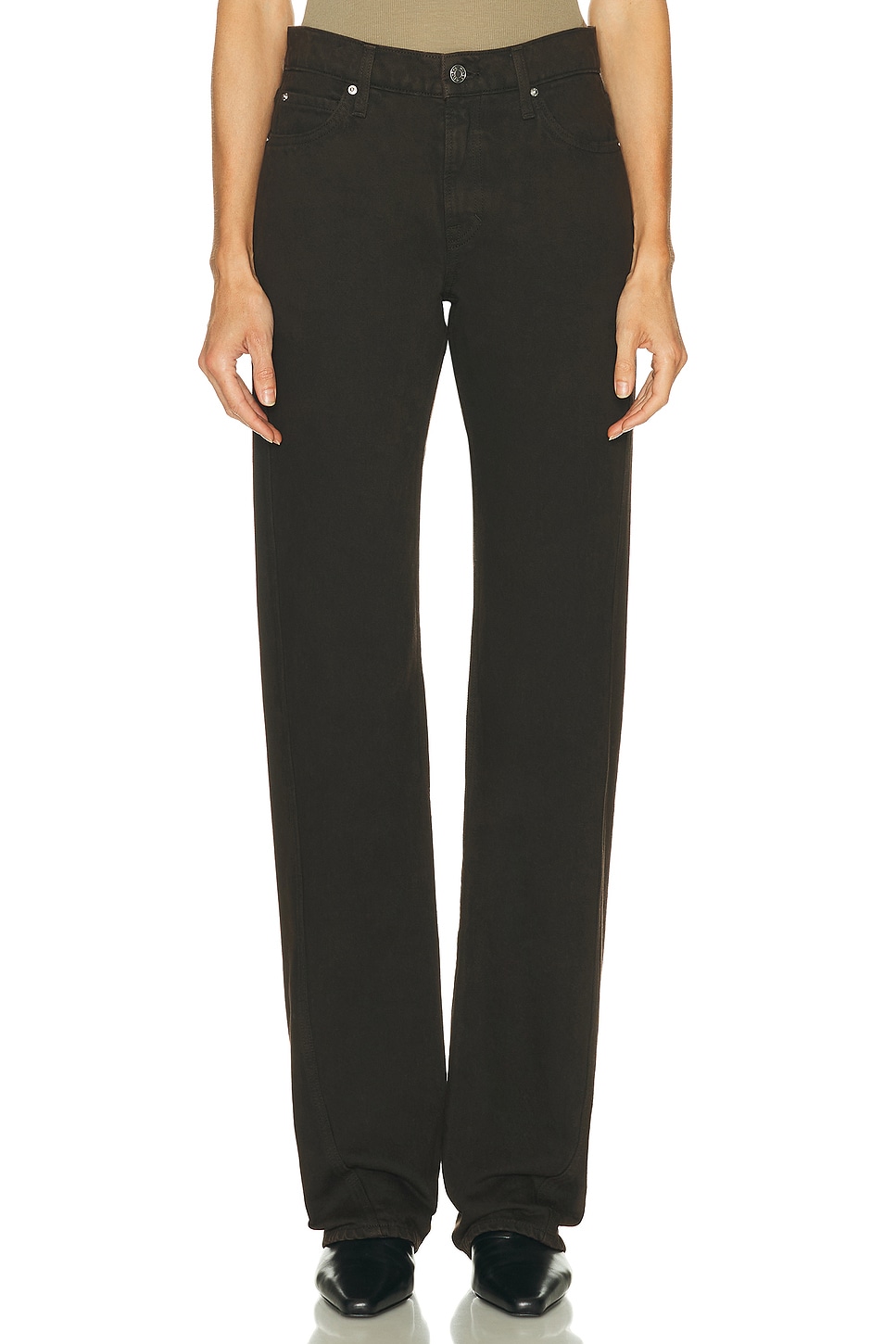 GRLFRND Graham Low Rise Straight Twisted Seam in Espresso Brown - Brown. 24 also , 29, 30