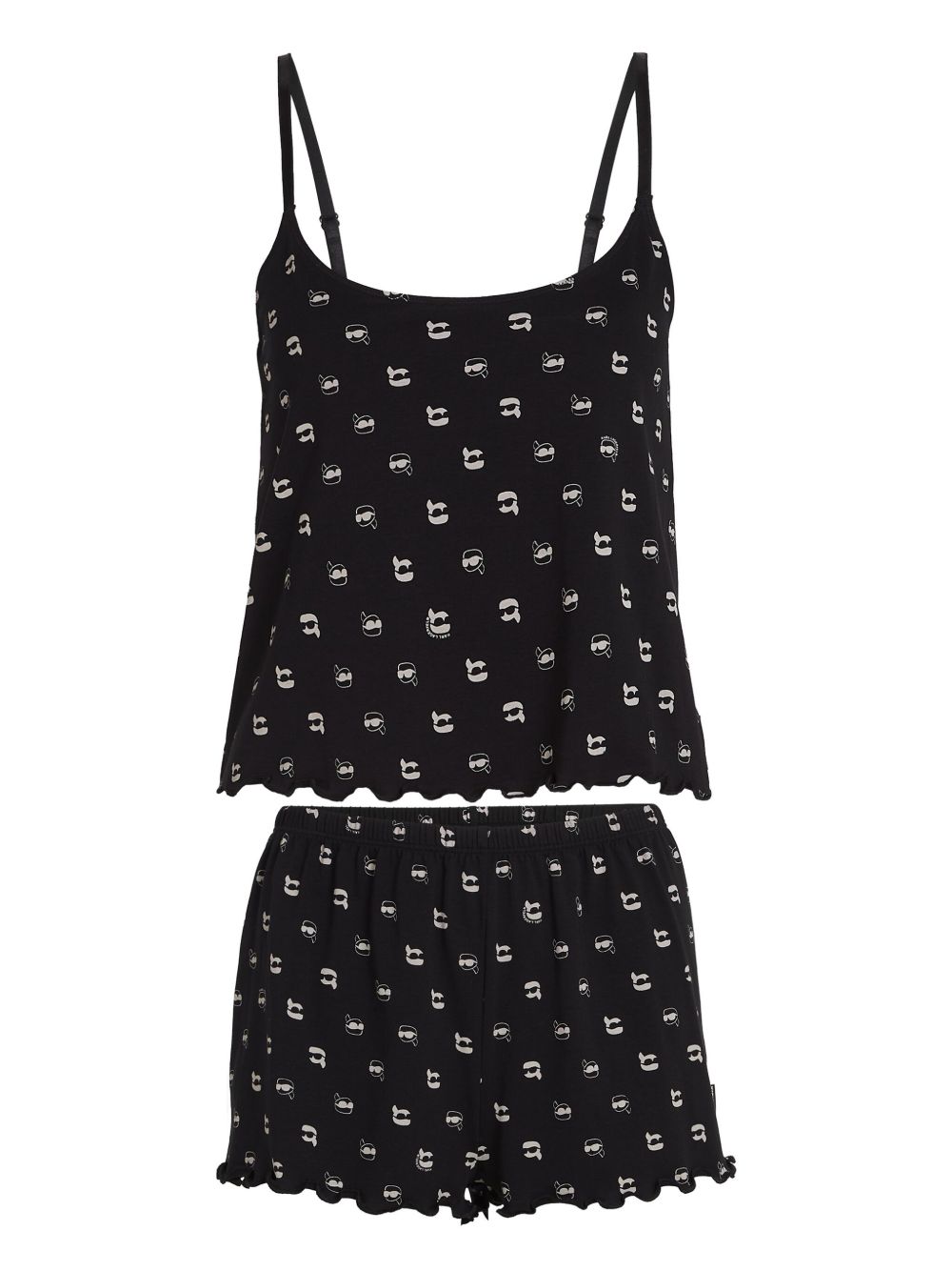 Karl Lagerfeld scalloped-edge pajama set - Black