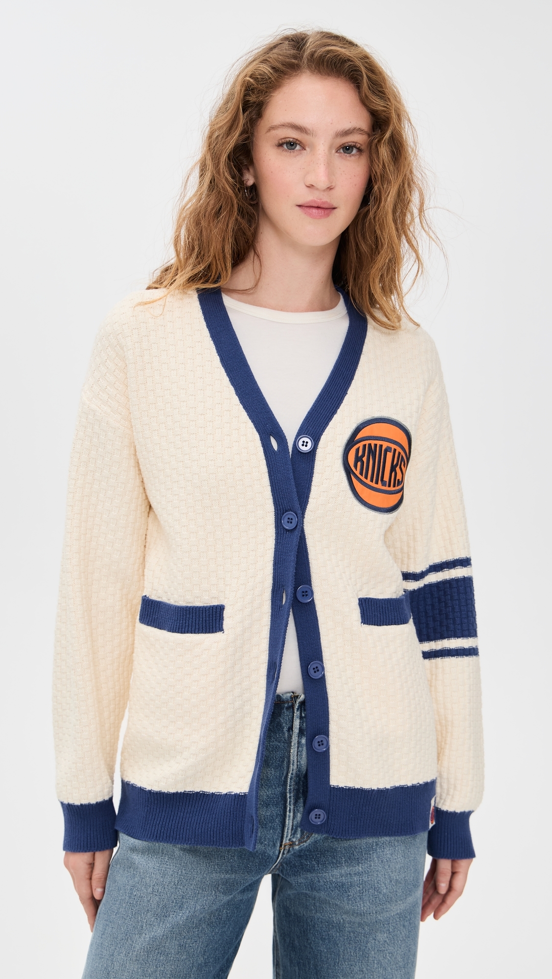 Knit Cotton Varsity Sweater Knicks Sugar