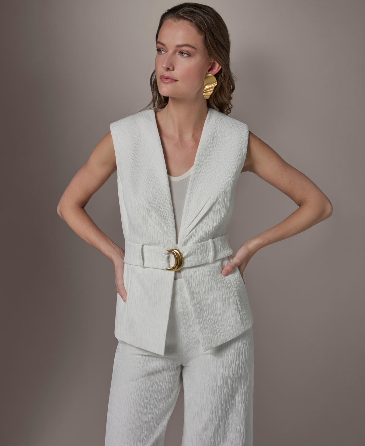 Women's Belted Vest - Cream