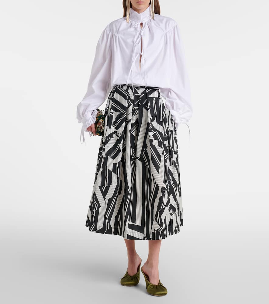 Printed cotton midi skirt