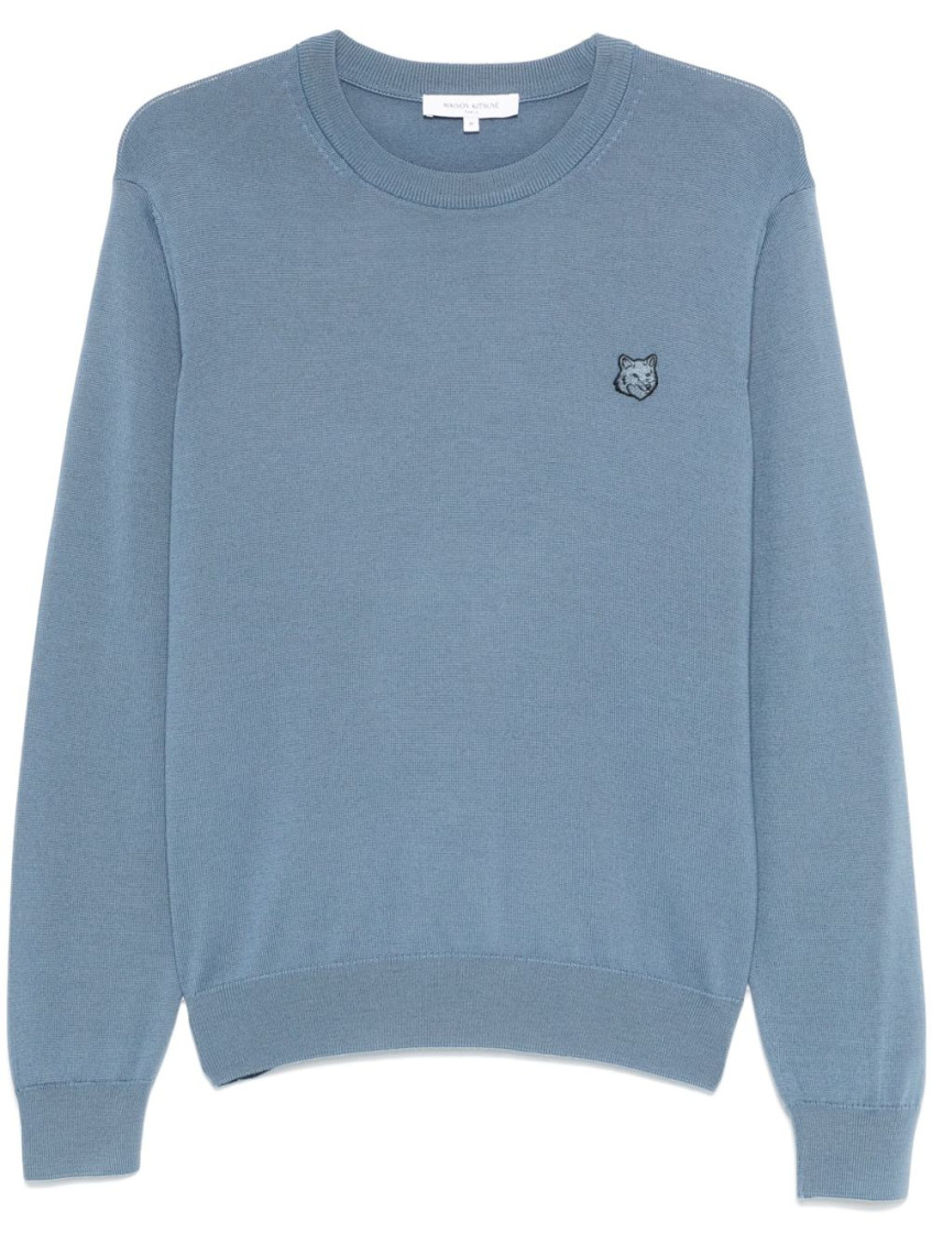 Blue Bold Fox Head wool jumper