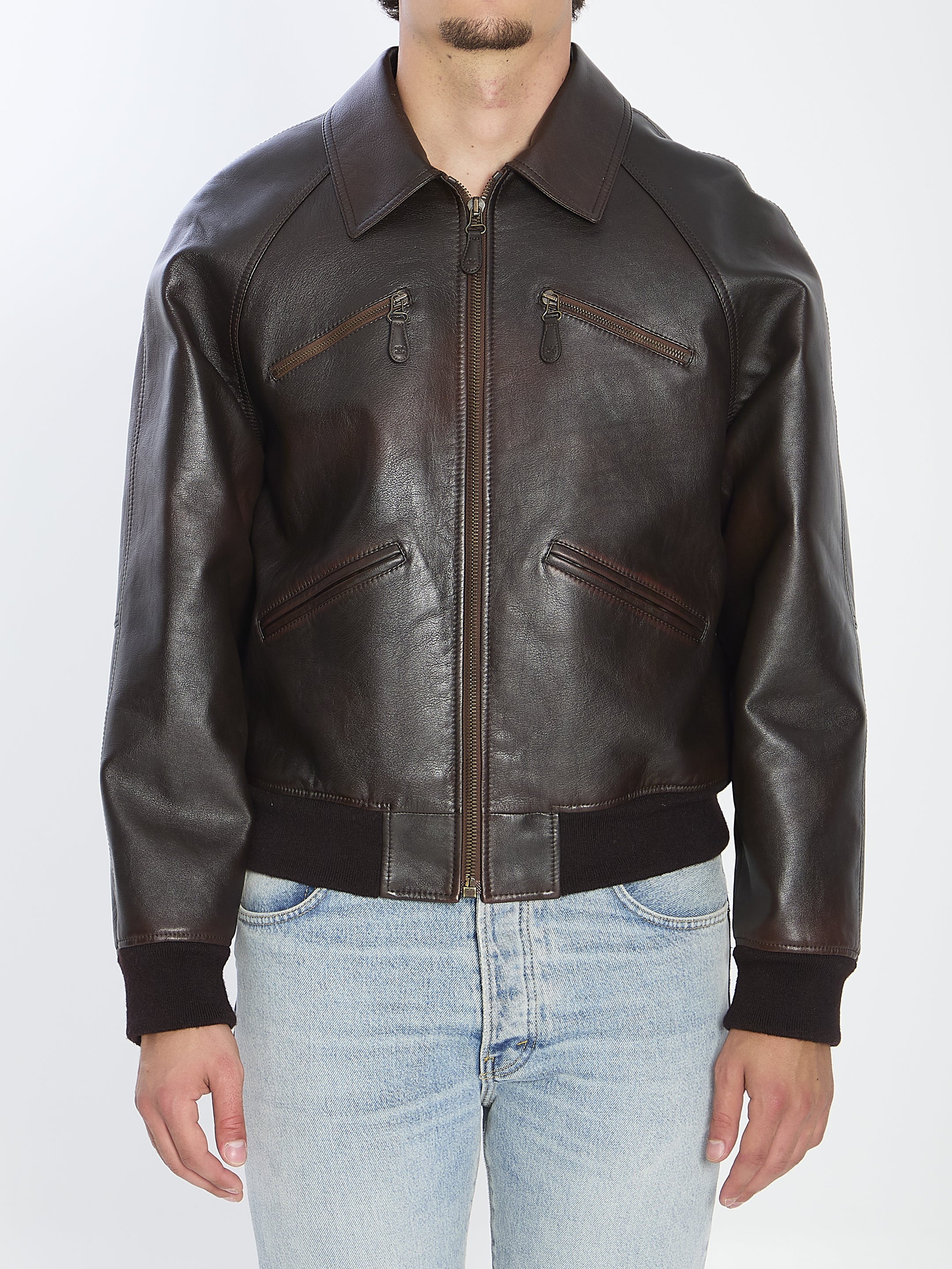 Bomber Jacket in Calfskin