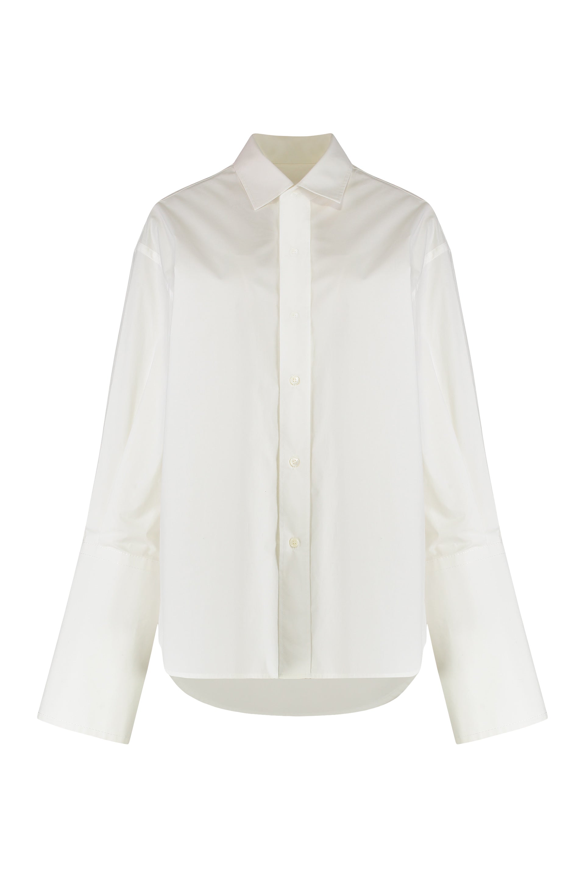 Cotton Button-Front Shirt with Classic Collar