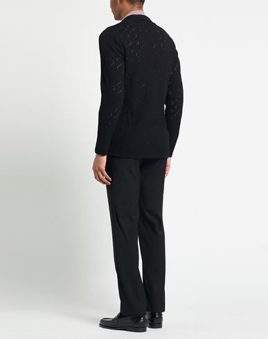 Man Cardigan Black Size L Cotton, Acrylic
