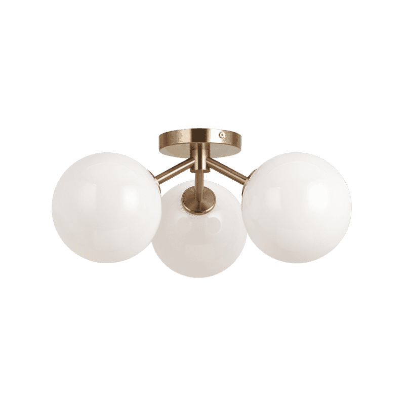 Aged Gold Brass Three Light Flush Mount from the Novo Collection