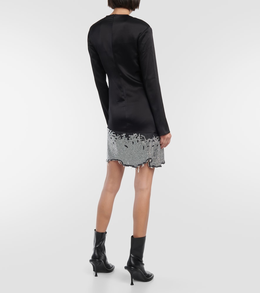 Deconstructed satin minidress