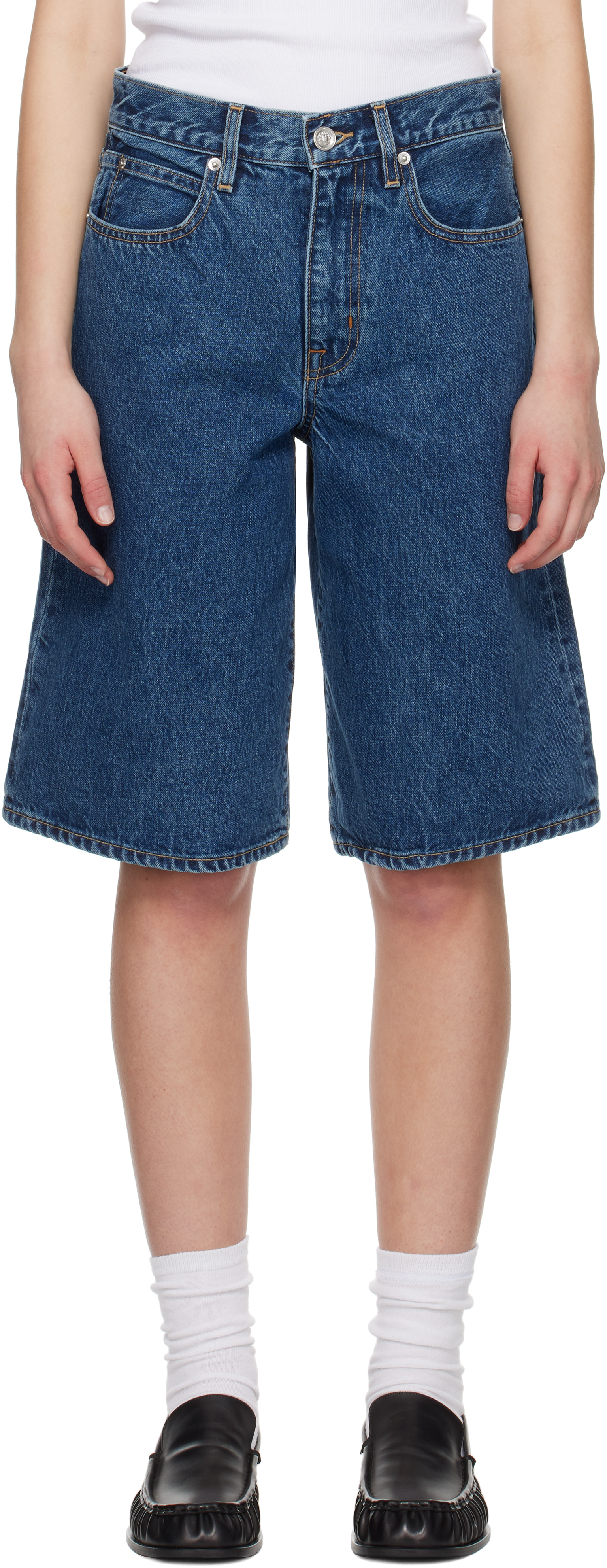 SLVRLAKE Blue Baggy Grace Denim Shorts
