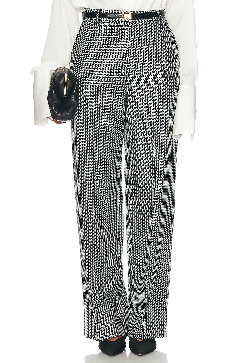 Stella McCartney Checked Loose Pant in Cream & Black - Black,White.  40 also in 34