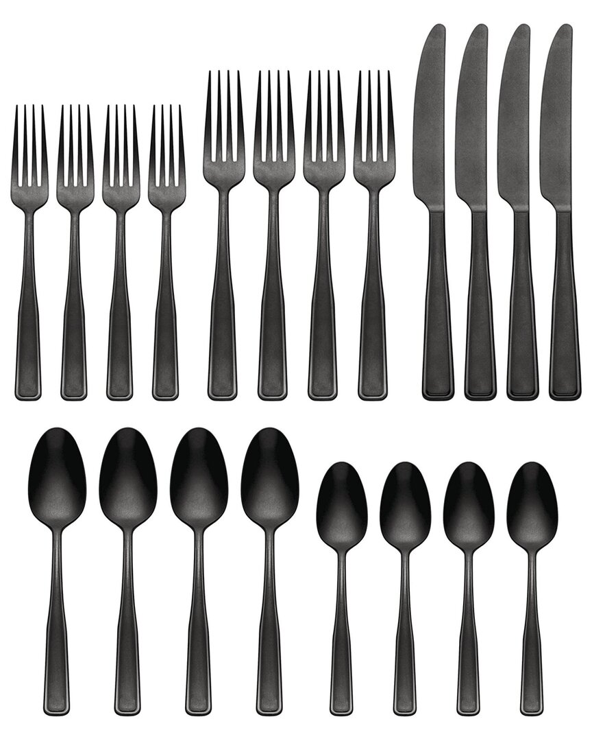 Reid Vintage Black Tumbled 20 Piece Flatware Set