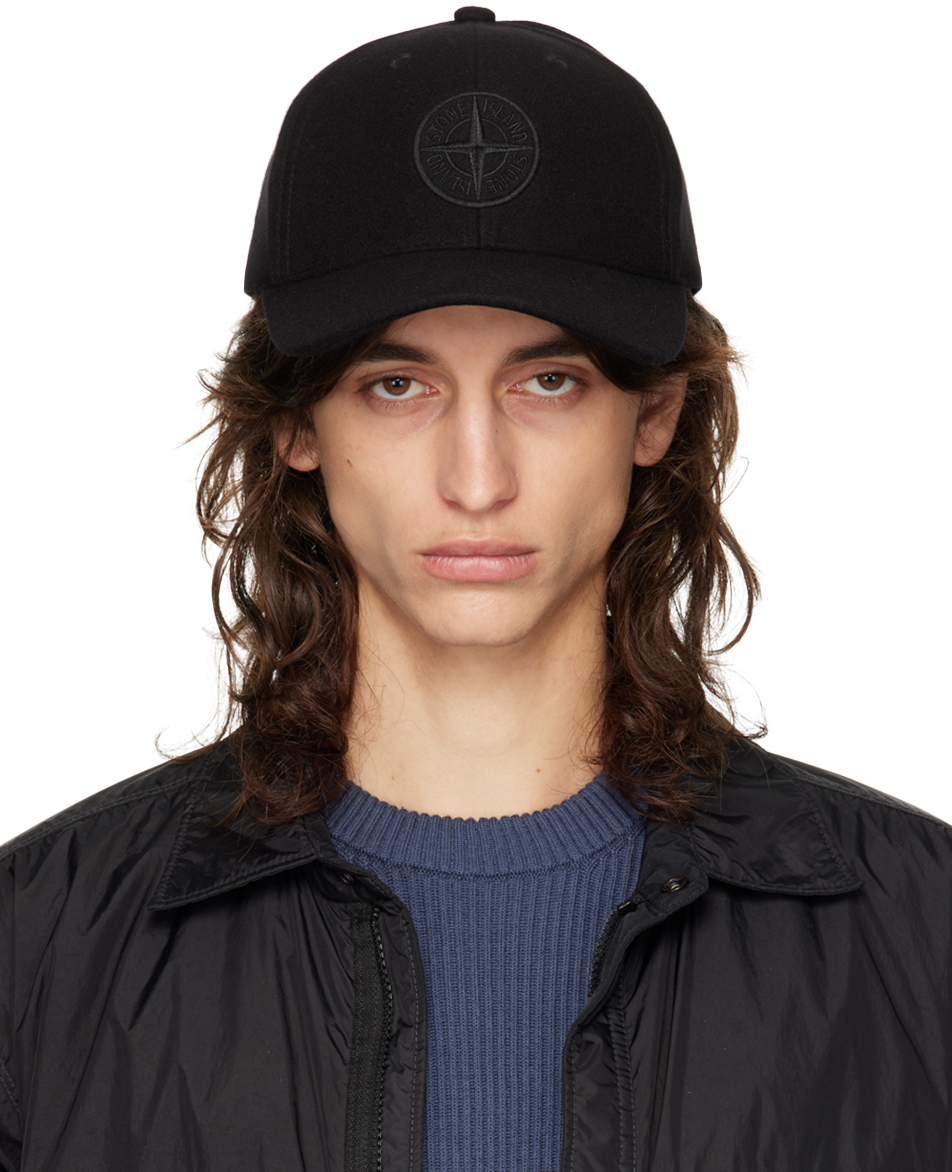 Stone Island Black Soft Shell 5 Panel Cap