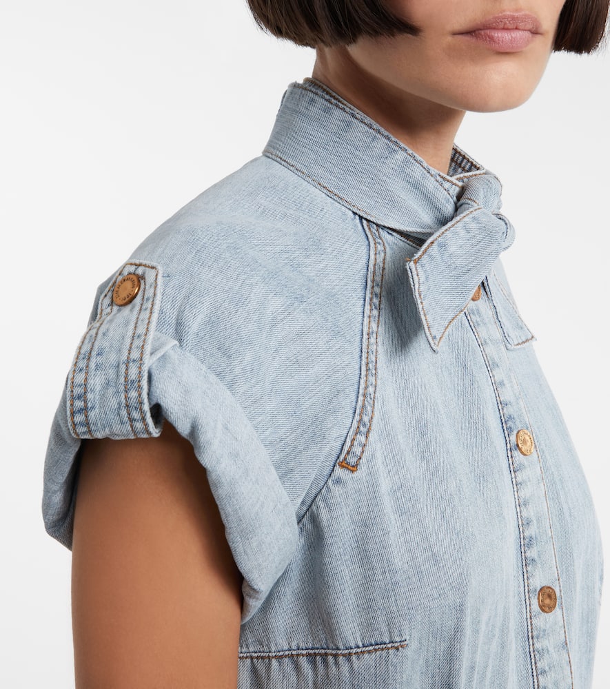 Tie-neck denim shirt