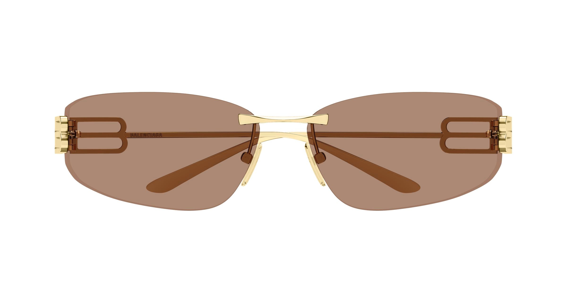 Balenciaga Woman Balenciaga BB0484S 004 Sunglasses Metal Gold Brown Cat Eye