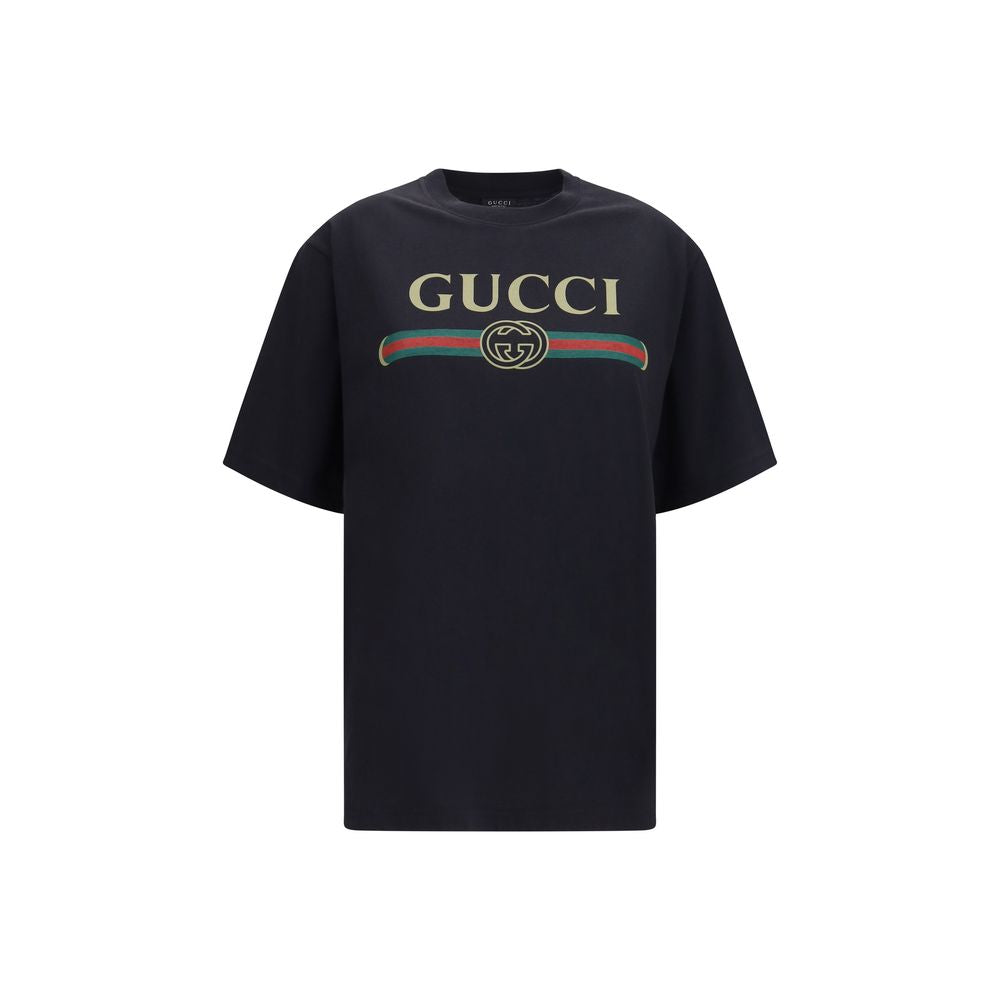 Logo-Embroidered Web Print T-Shirt — Black