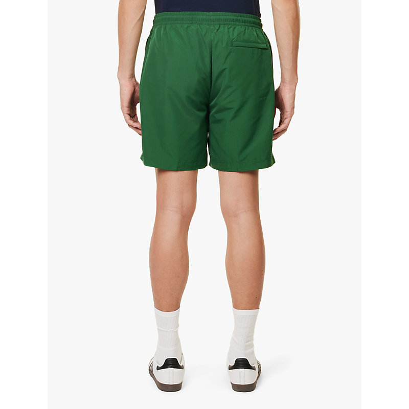 Mens Green Logo-embroidered Regular-fit Recycled-polyester Shell Shorts