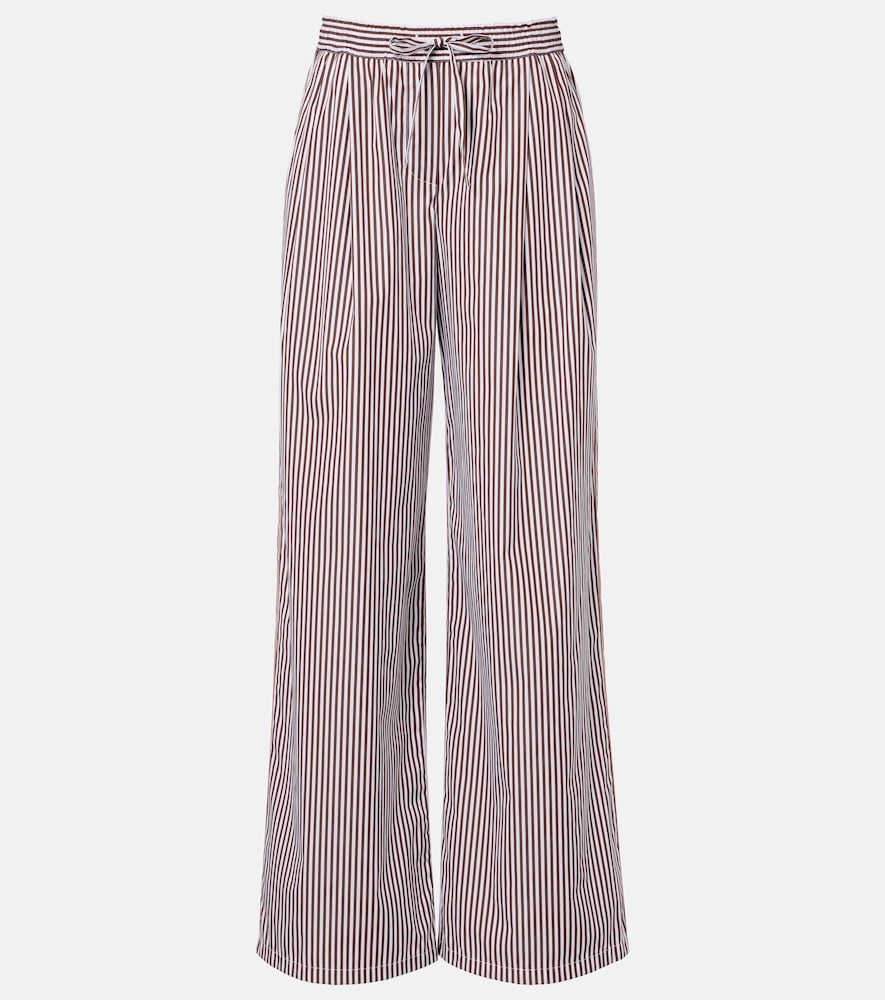 Striped cotton and silk wide-leg pants