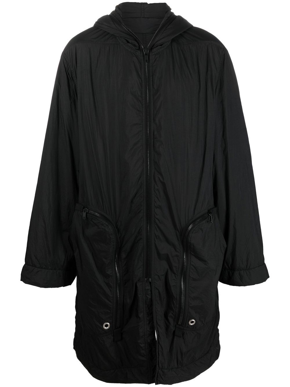 Hooded quilted coat - Black