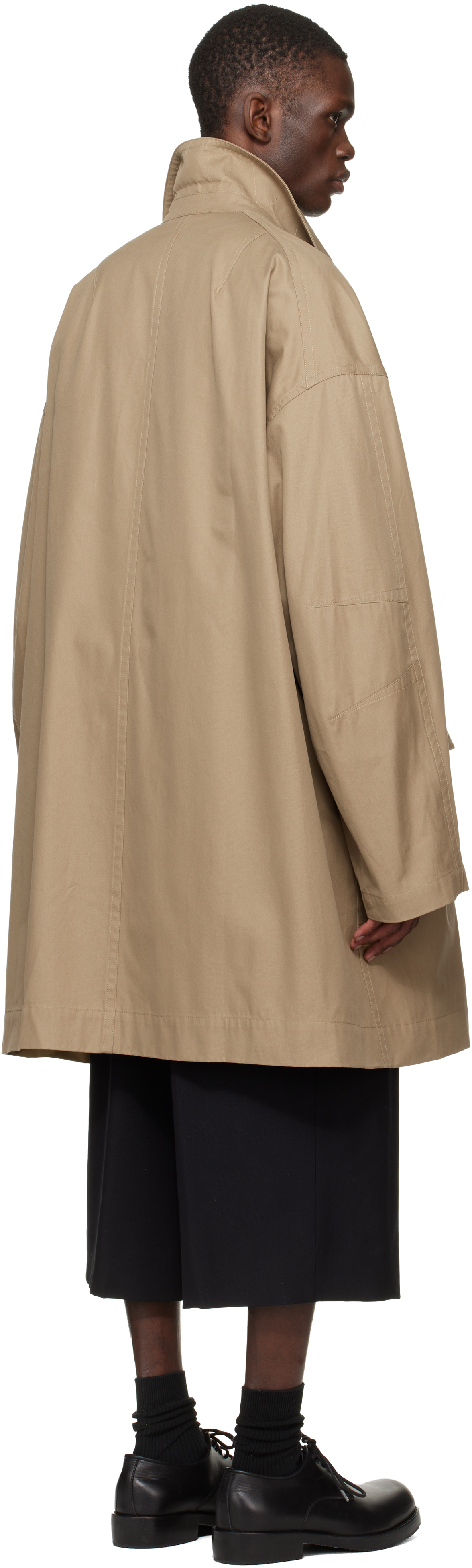 Beige Loose Cotton Mac Coat