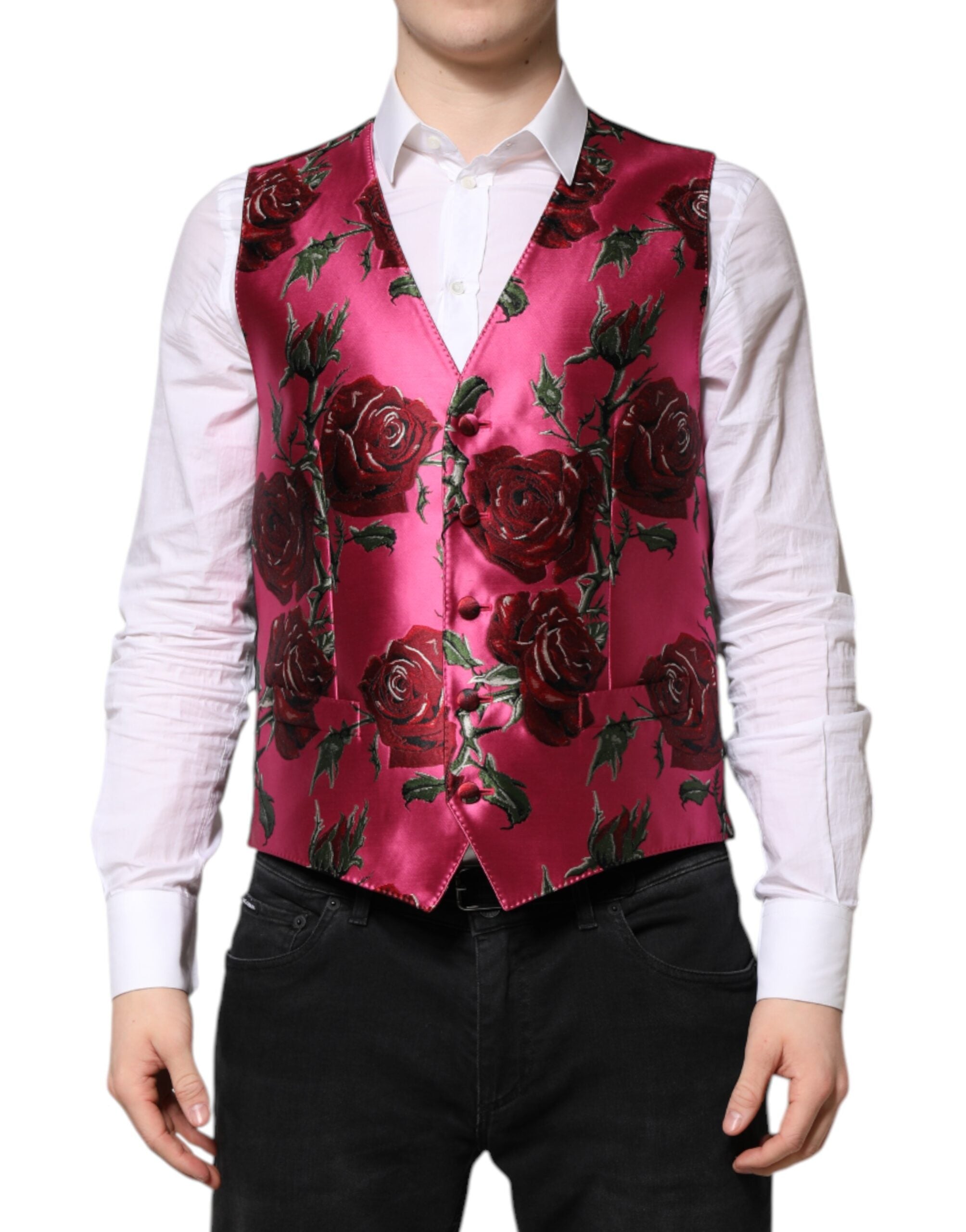 Floral Satin Vest — Pink