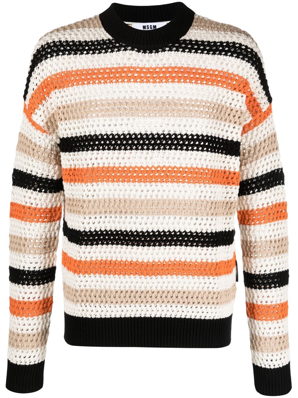 Horizontal-stripe crew-neck sweater - Neutrals