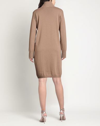 Woman Midi dress Taupe Size 4 Virgin Wool, Silk, Cashmere, Recycled brass