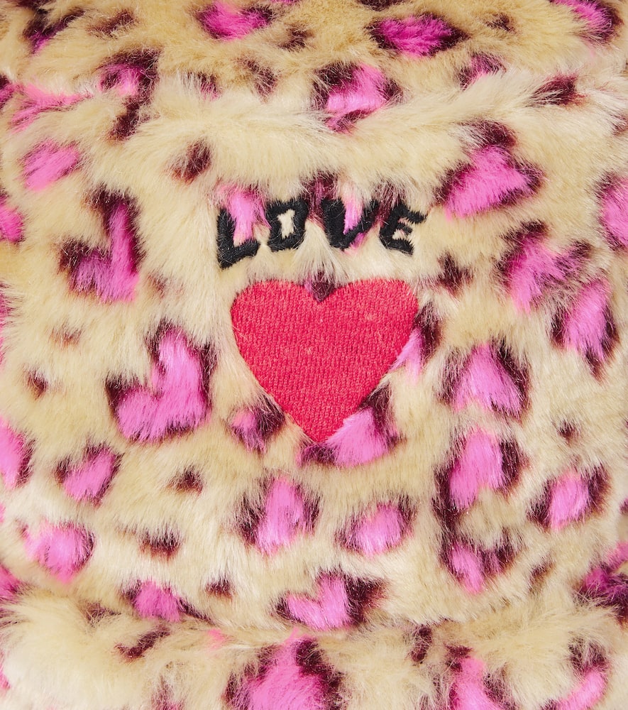 Printed faux-fur bucket hat