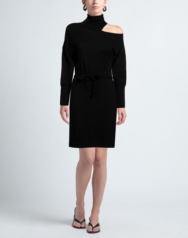 Woman Mini dress Black Size 8 Wool, Viscose, Polyamide, Cashmere