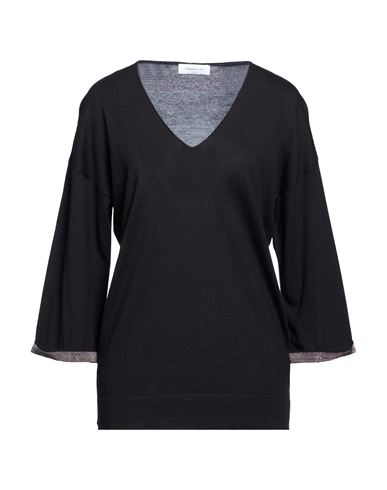 Woman Sweater Black Size 4 Virgin Wool, Cotton, Cashmere, Ecobrass