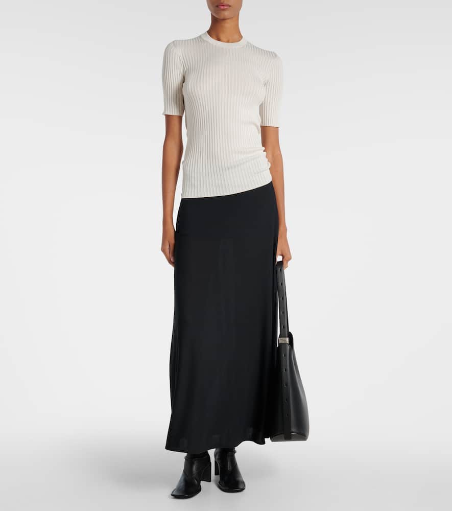 Ribbed-knit silk sweater
