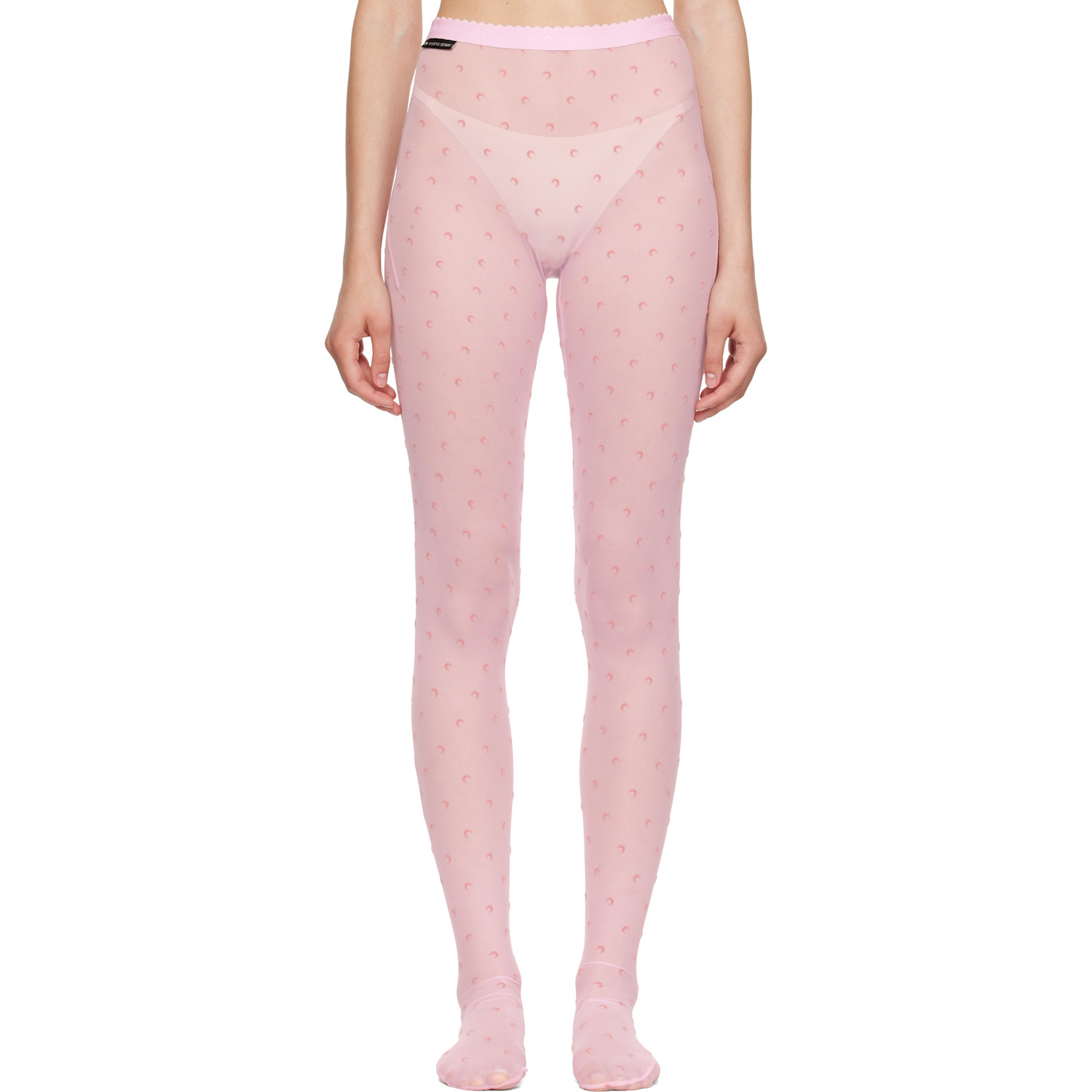 Pink Plumetis Mesh Tights