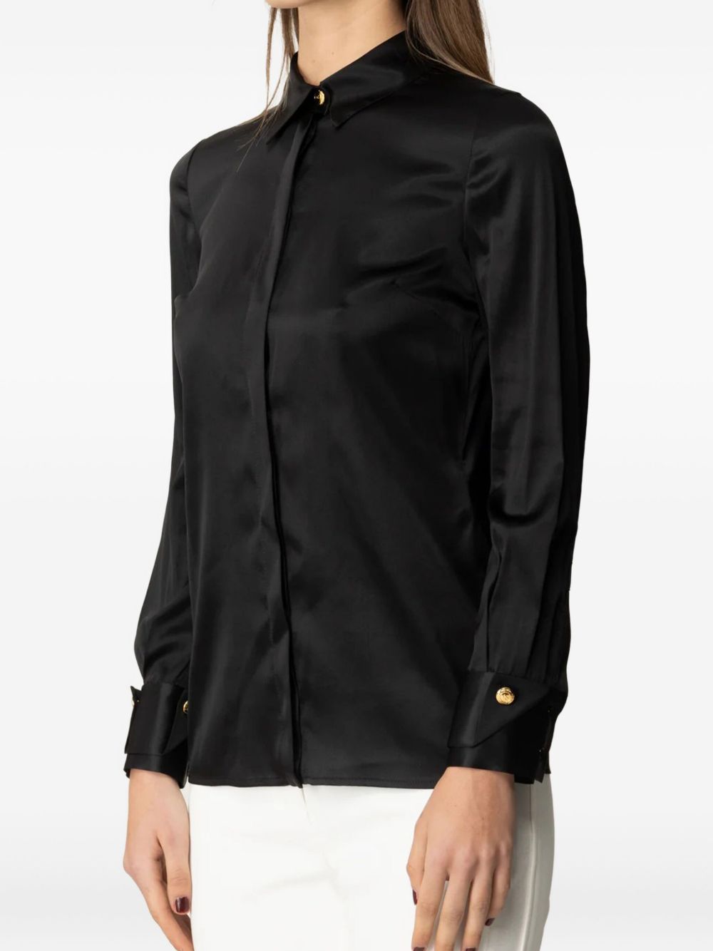 Double-cuff satin blouse - Yellow