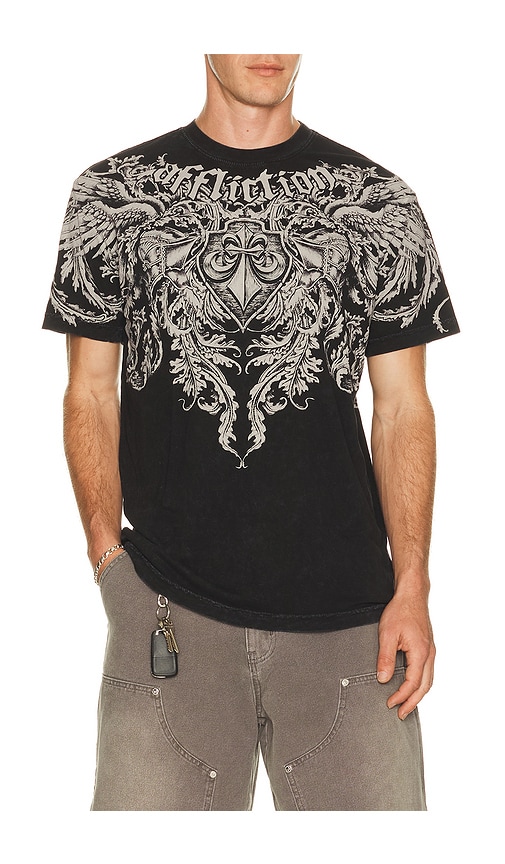 Affliction Flourish Short Sleeve Tee in Black. L. Also in