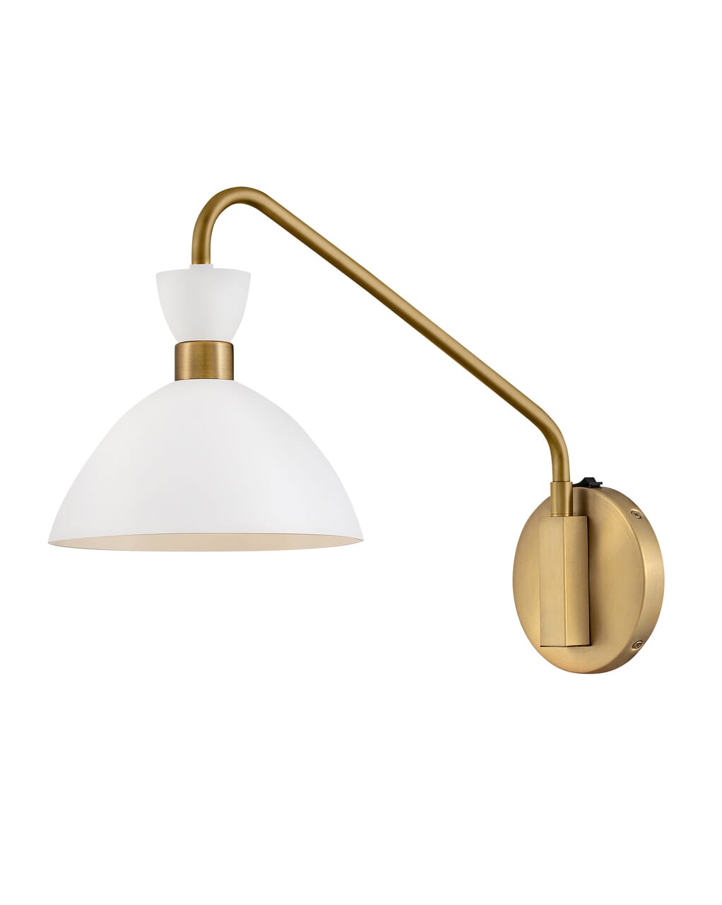 Simon Wall Sconce in Matte White with Heritage Brass accent