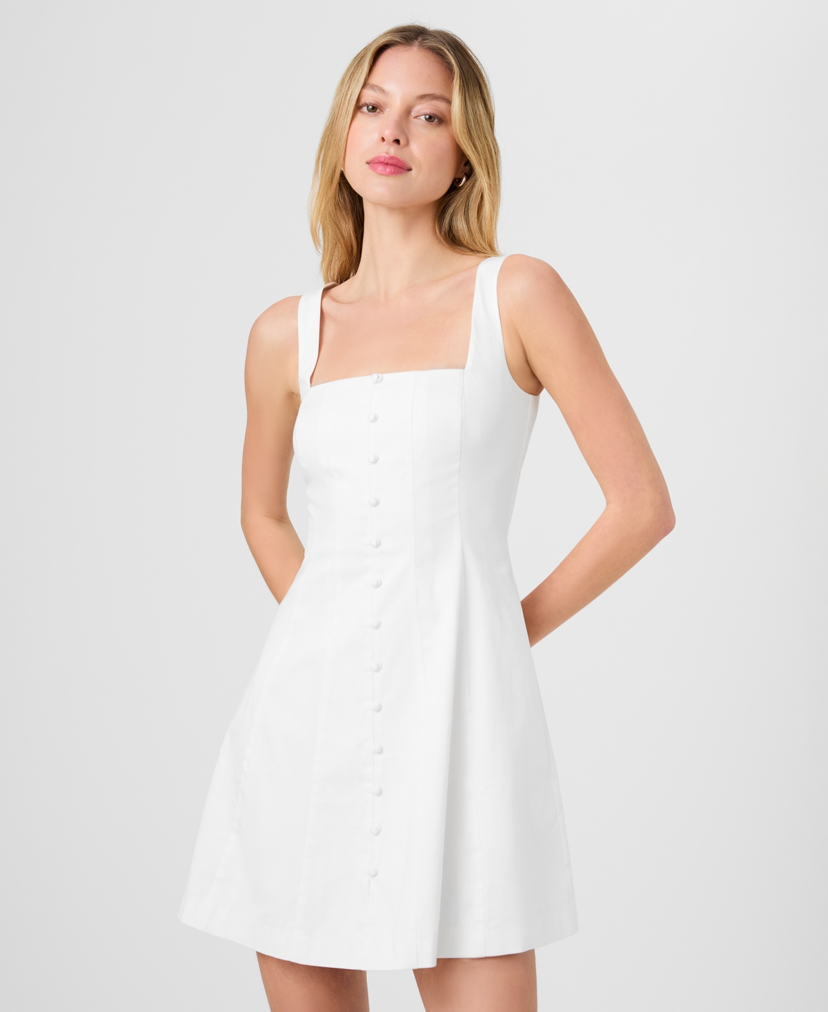 Women's Sleeveless Square Neck Mini Dress - Summer White