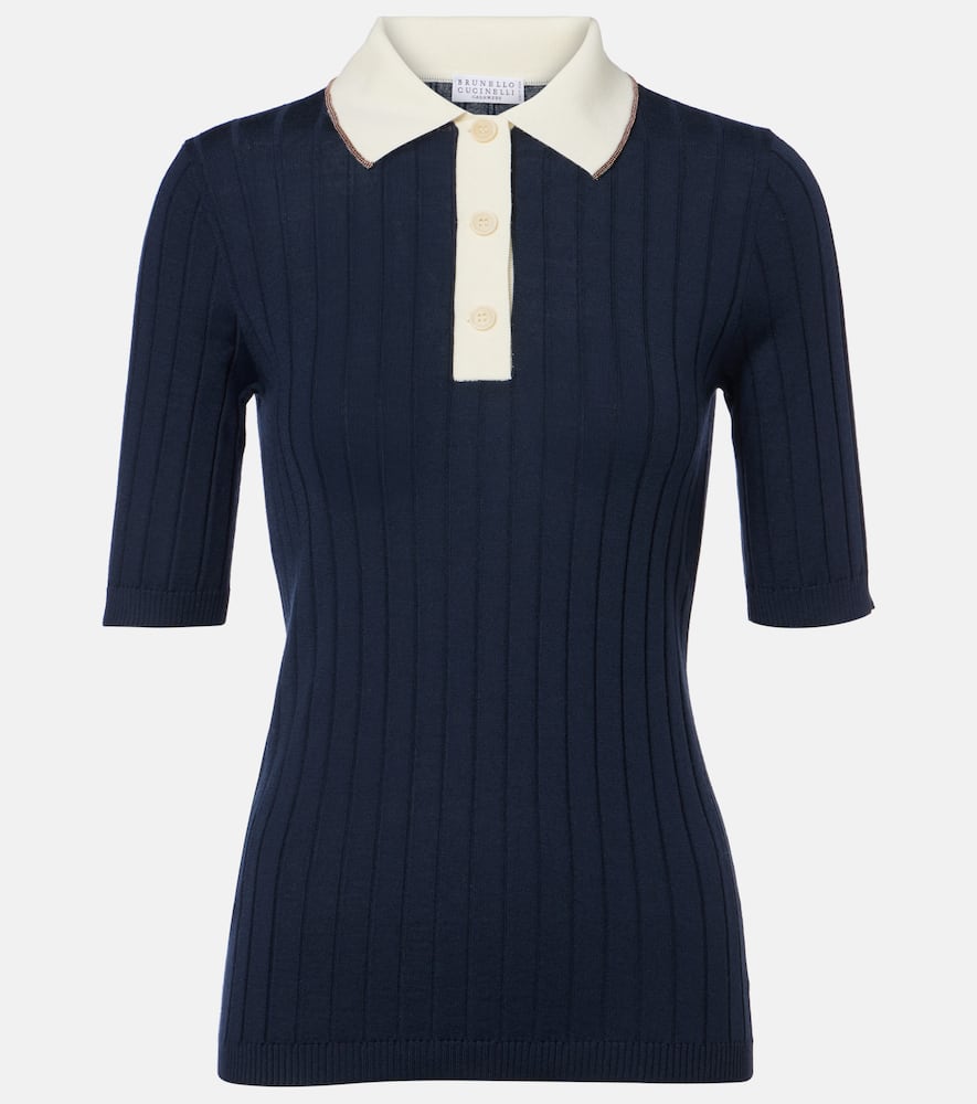 Embellished wool and cashmere polo sweater