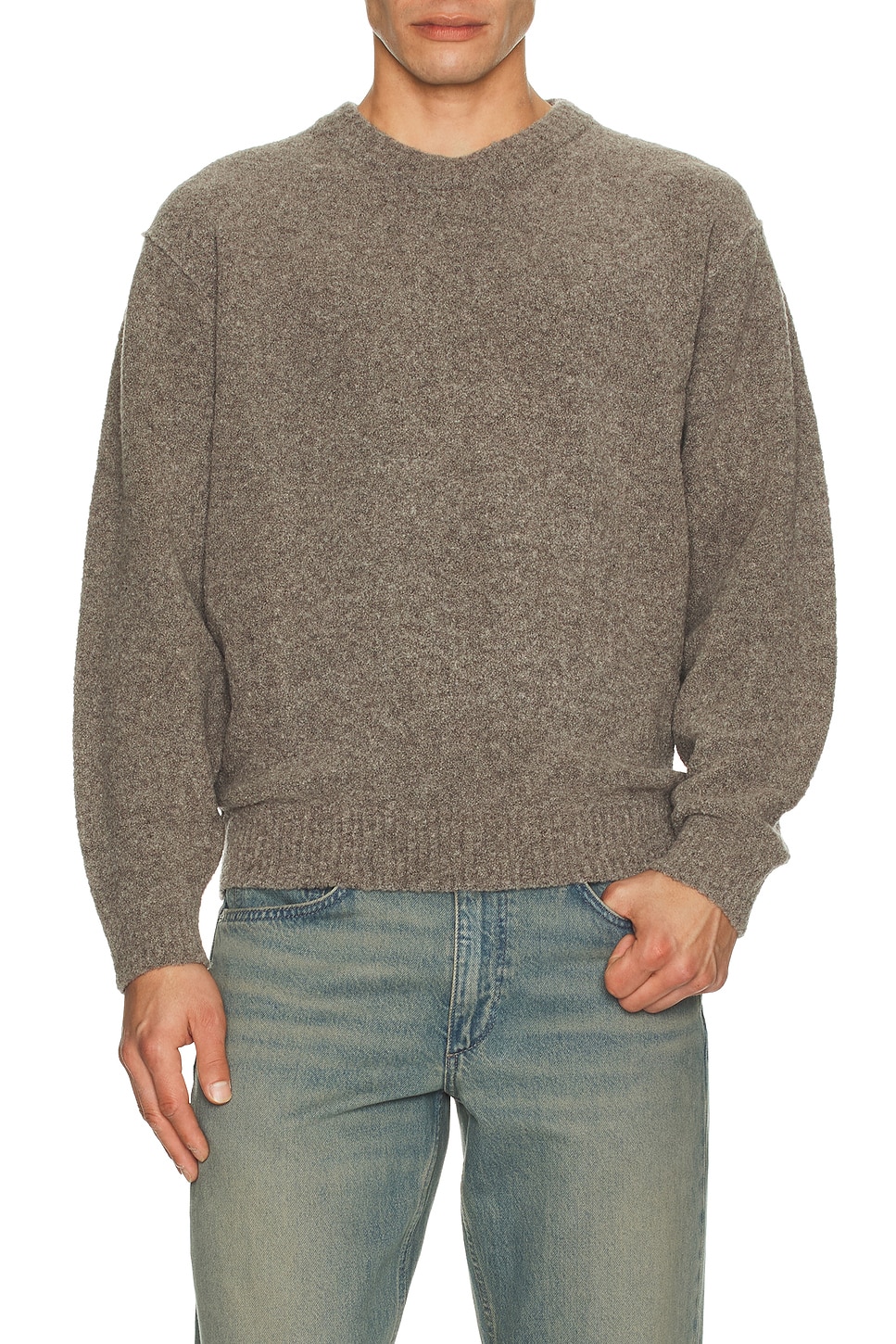 Le17Septembre Boucle Reverse Seam Pullover in Grey. 52. Also