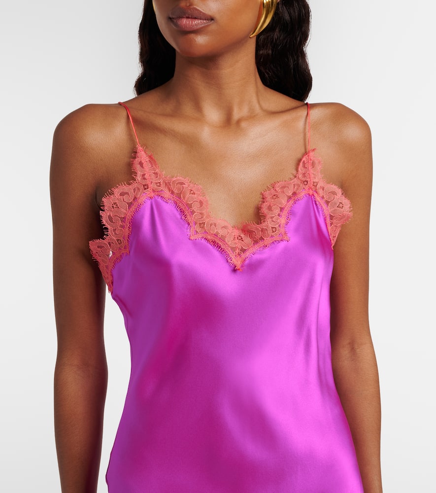 Lace-trimmed silk slip dress