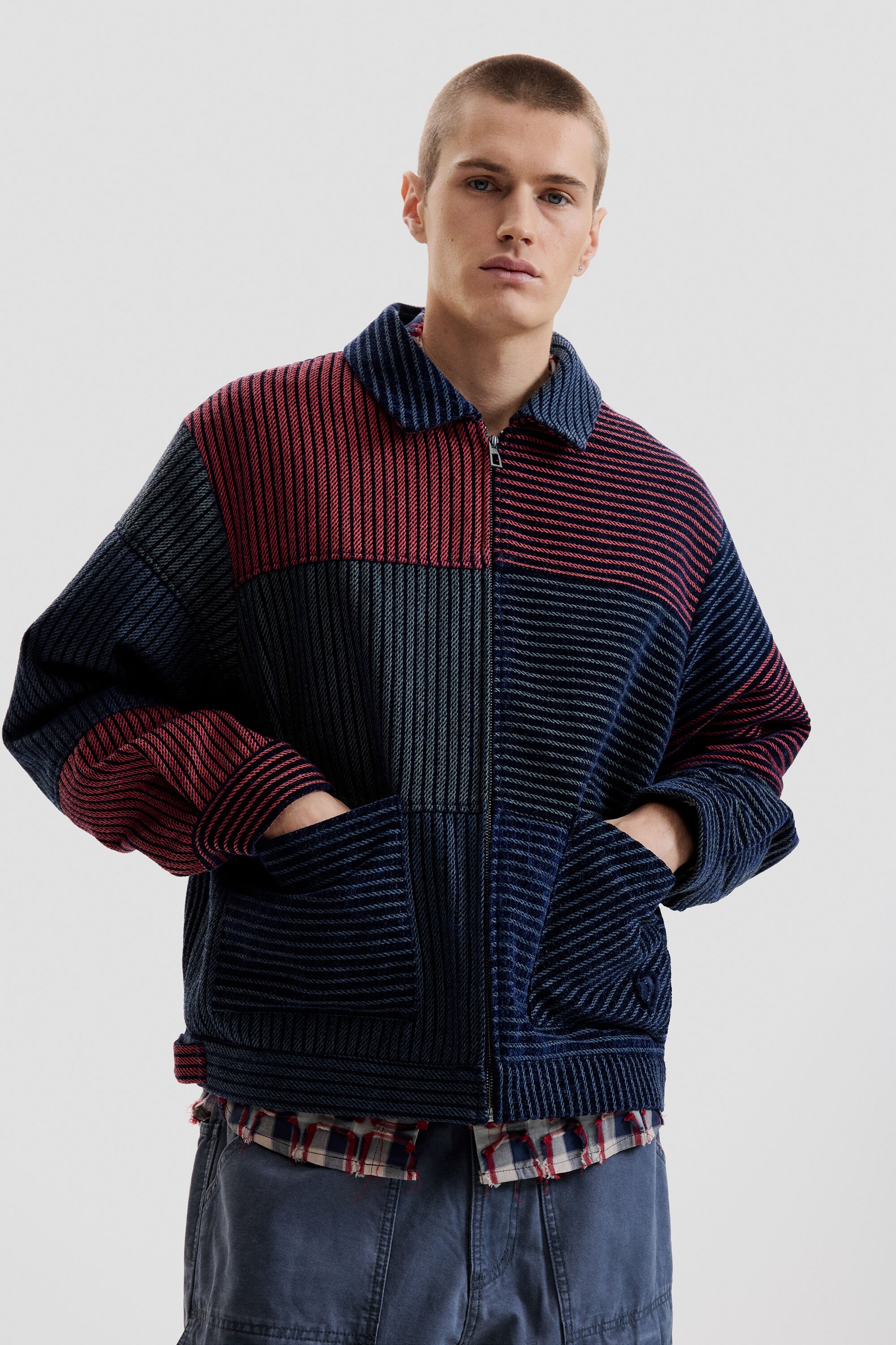 STRIPED OVERCOAT JACKET