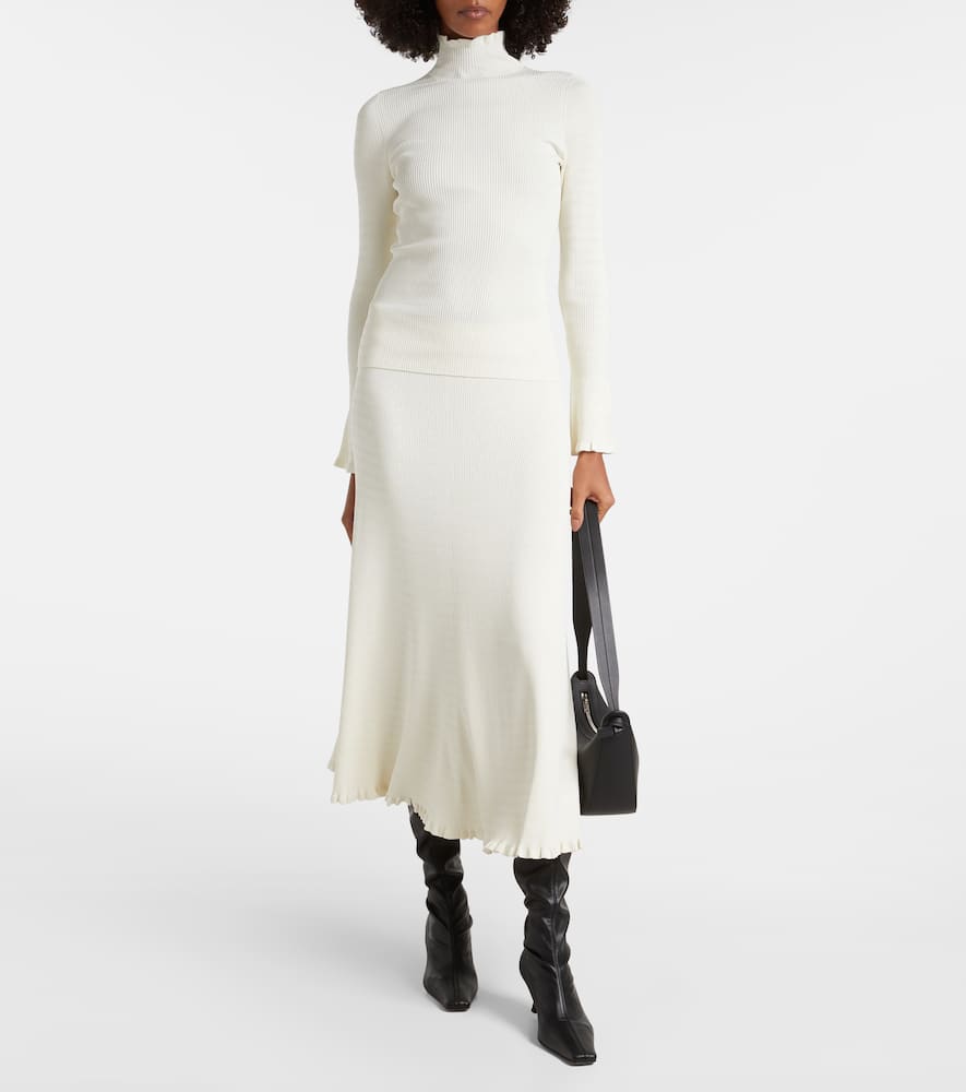 White Label Stina ribbed-knit midi skirt
