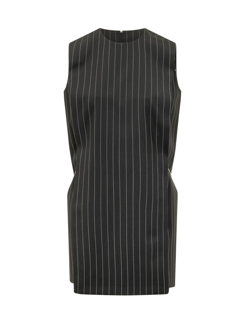 Black Stripes Round Neck Mini Dress