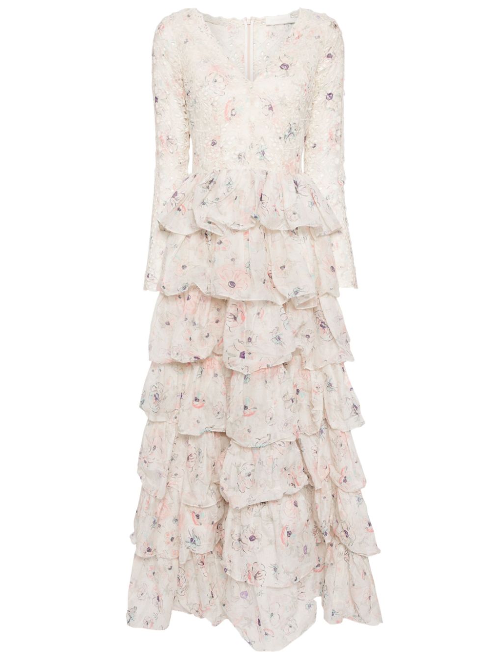 Halliday floral-print gown - White