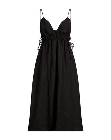 Woman Midi dress Black Size L Organic Linen