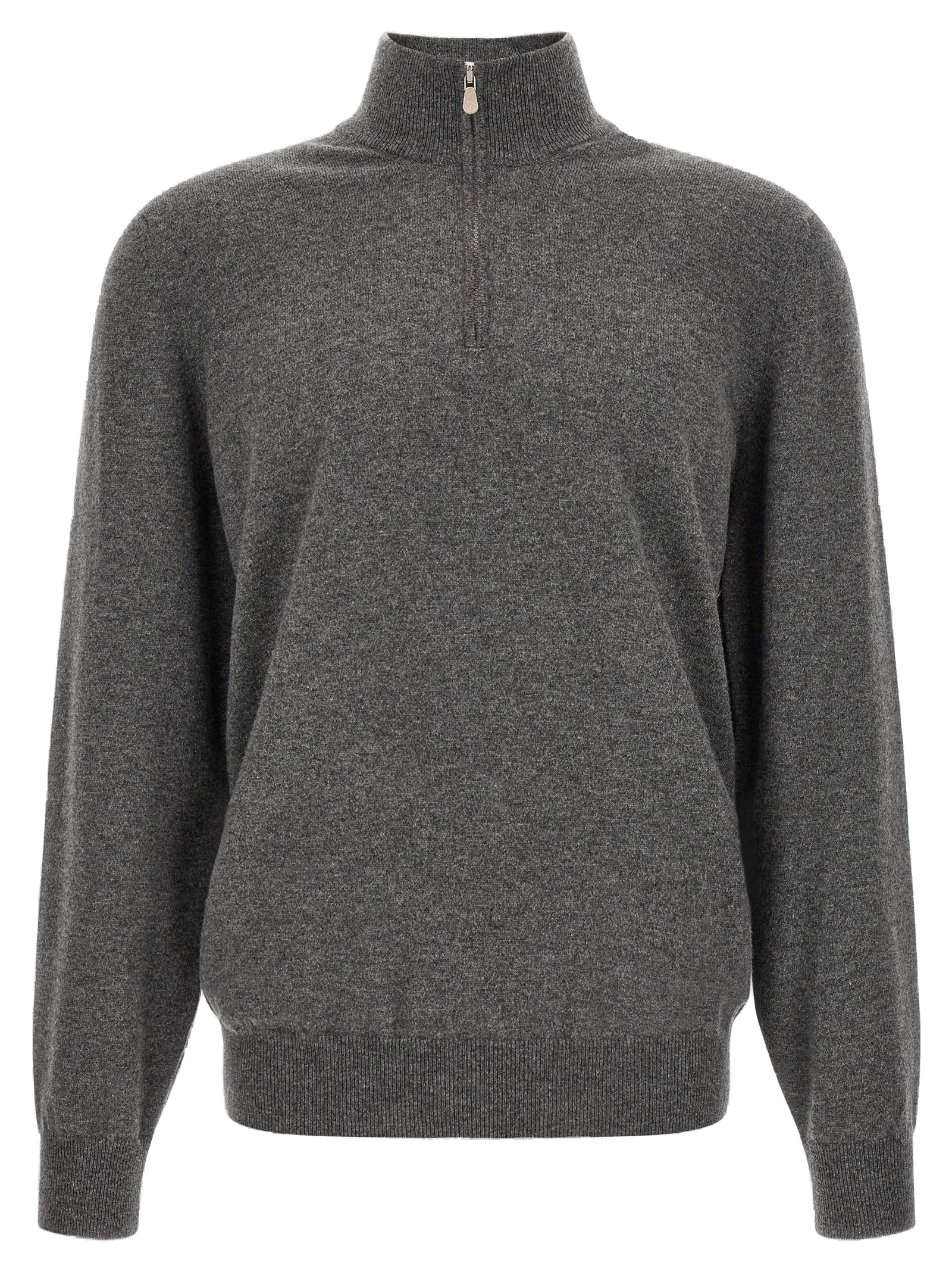 Half-Zip Cashmere Cardigan — Gray