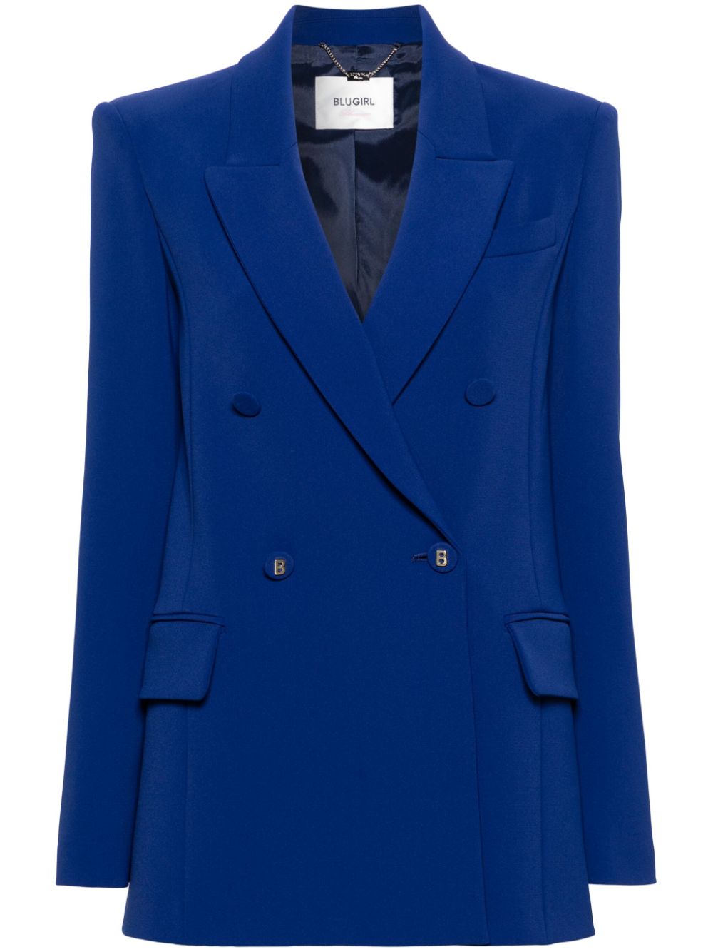 Double-breasted crepe blazer - Blue