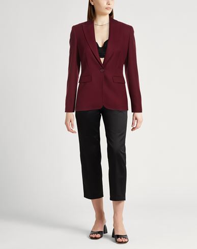 Woman Blazer Burgundy Size 2 Polyester, Viscose, Elastane