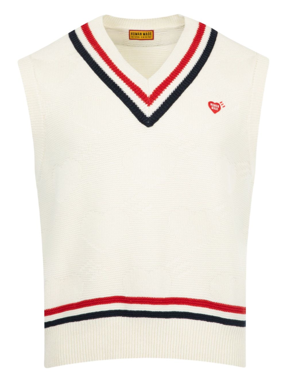 Sleeveless v-neck knitted vest - White
